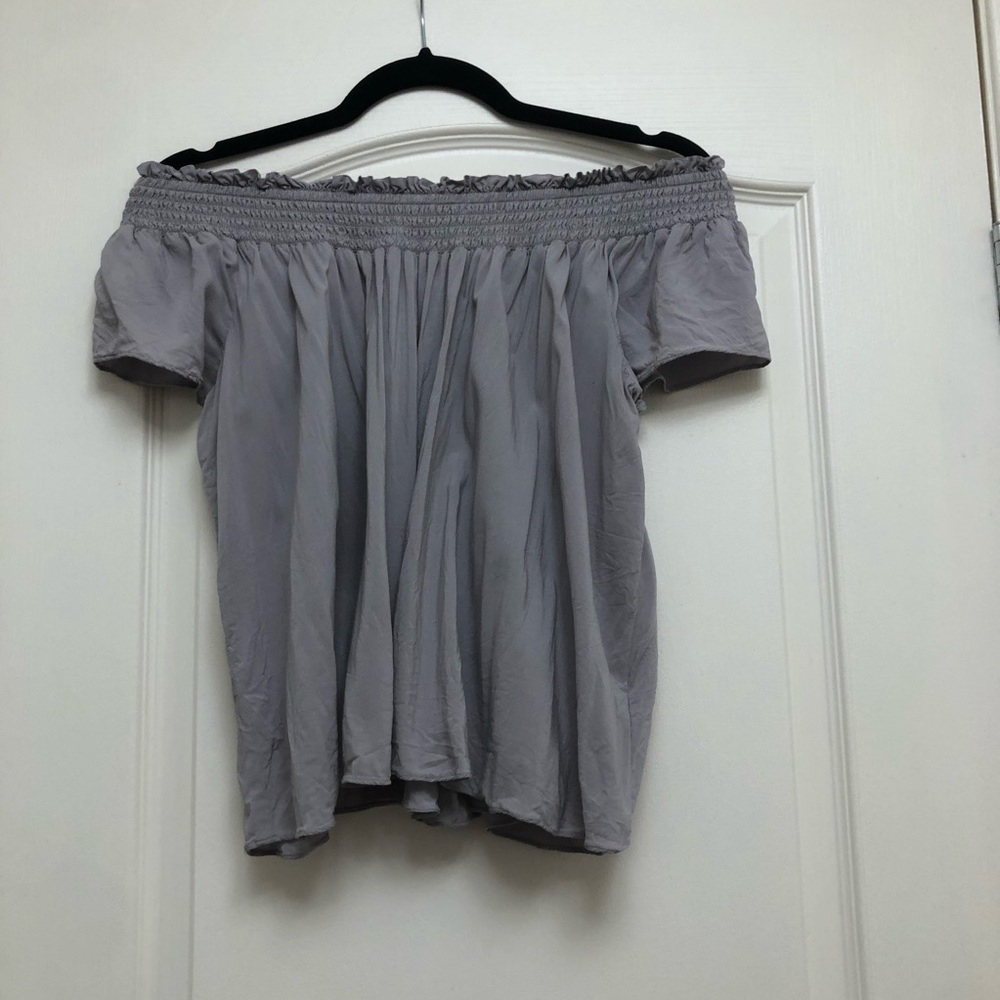 Talula Grey Off The Shoulders Flowy Lightweight Top